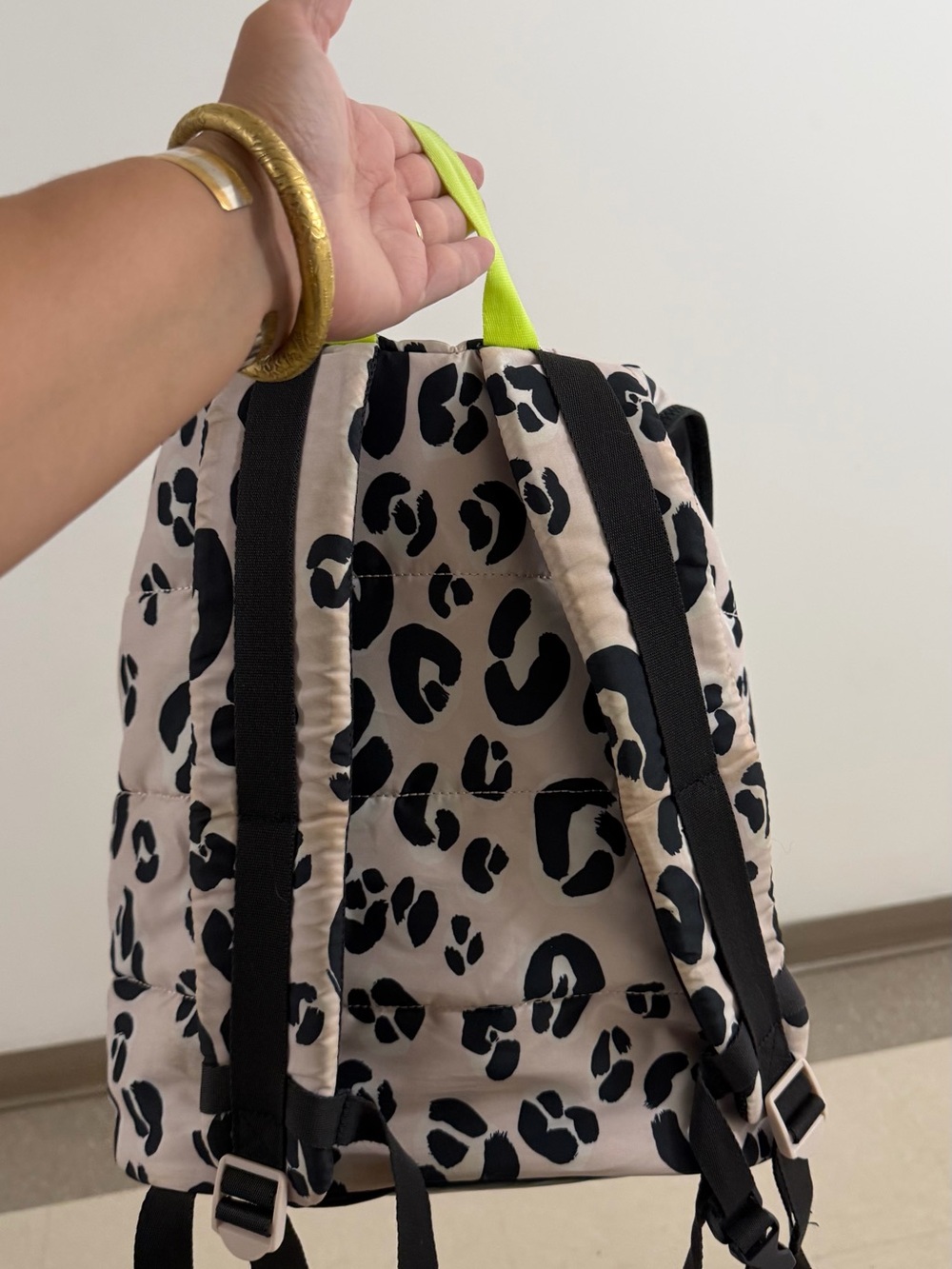 adidas StellaSport Leopard Print Backpack with Neon Green Accents - Picture 4 of 10